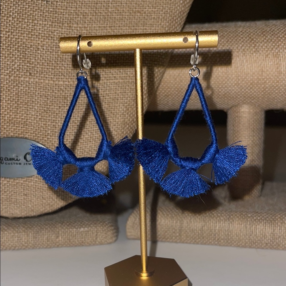 Elegant Blue Tassel Earrings